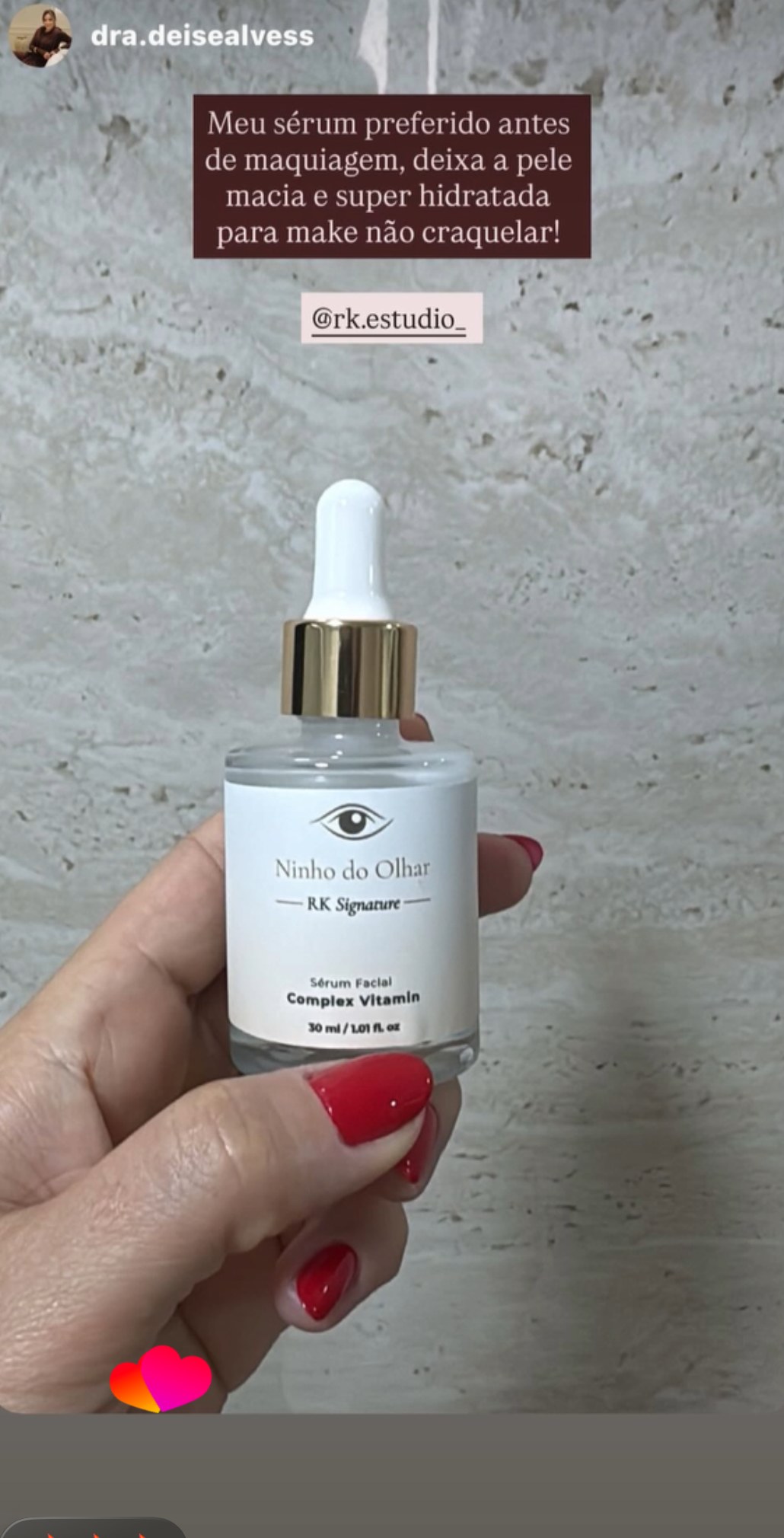 Depoimento de @dra.deisealves sobre o Sérum Facial